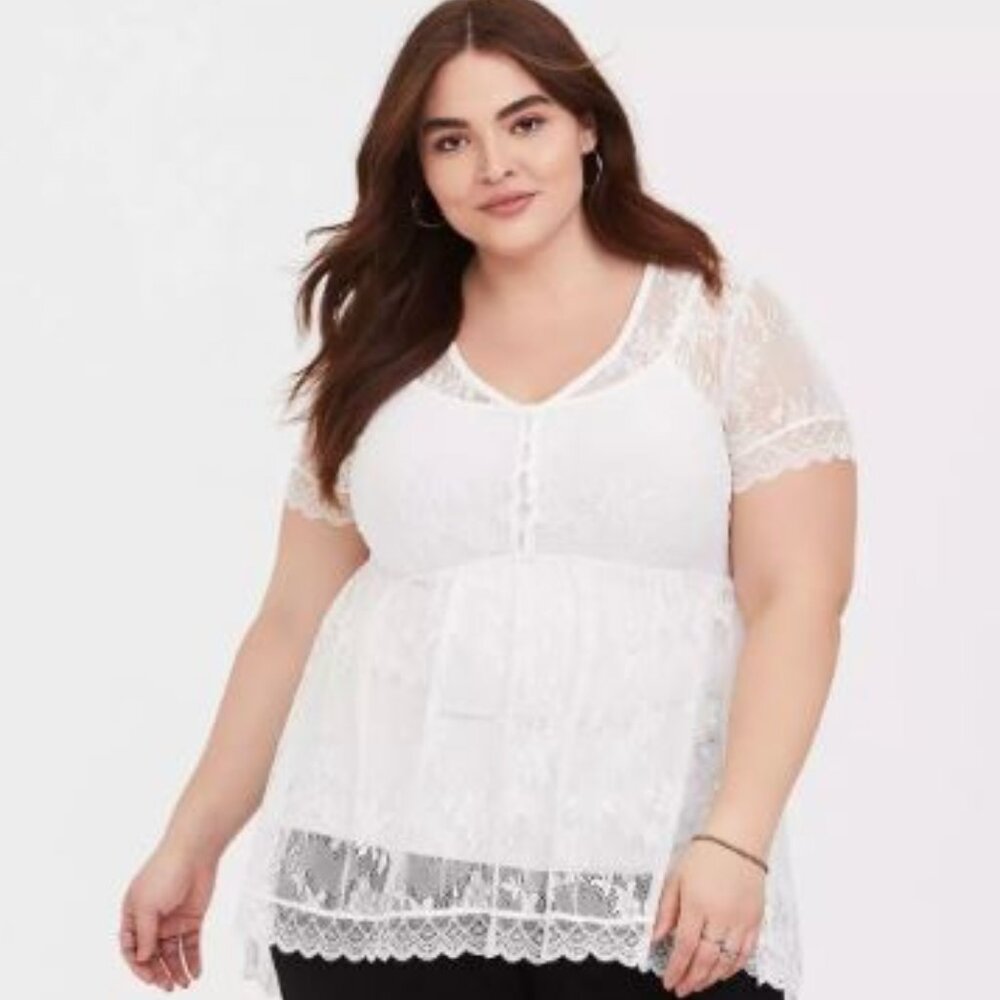 Torrid White Lace Blouse